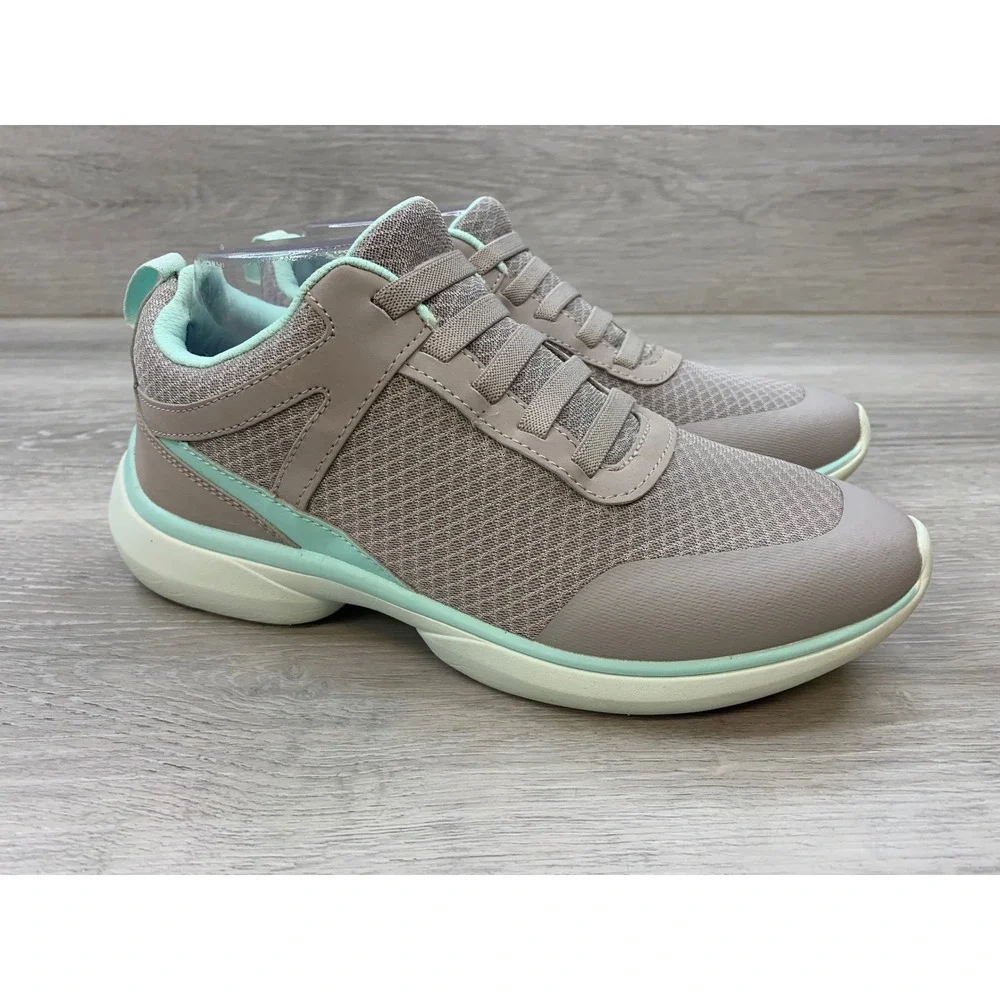 Vionic Krisha Walking Sneakers Taupe Mint Green Orthotic Shoes Women's 7 Wide
